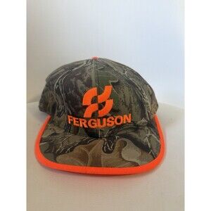 90s Ferguson Milwaukee Hat Mens Brown Camouflage Adjustable Hunting Cap Camo USA